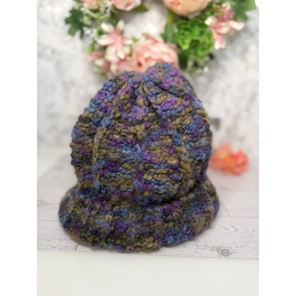 Cappellificio Fiorentino Wool‎ Blend Purple Knitted Beanie Hat Made In Italy EUC